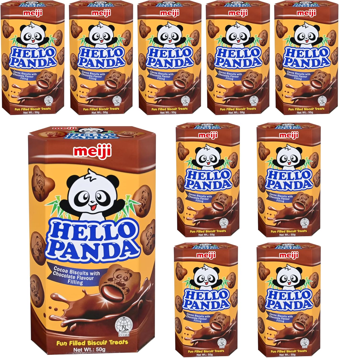 Meiji, Bear - Shaped Cookies (Double Chocolate Flavor), Pack of 10, 50g per pack