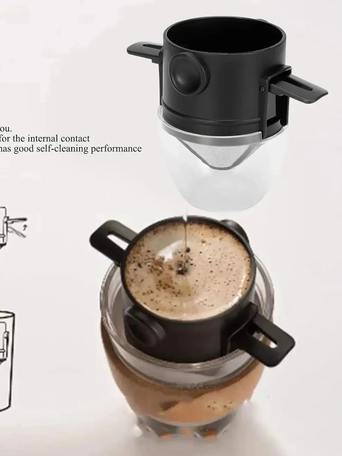 Caffettiera riutilizzabile in acciaio inossidabile con filtro per caffè pieghevole portatile economico Mini tazza gocciolatore per caffè pieghevole senza carta