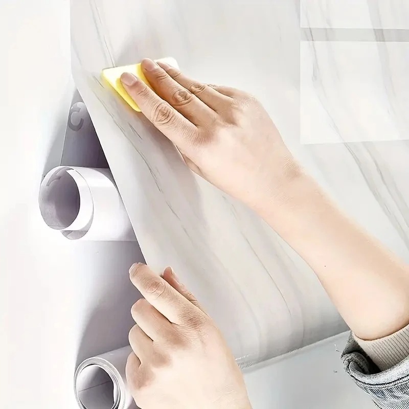 1 rollo de pegatinas autoadhesivas de mármol para baño, pegatinas blancas de Jazz, papel tapiz de cocina, película adhesiva, pegatina de pared impermeable y a prueba de grasa