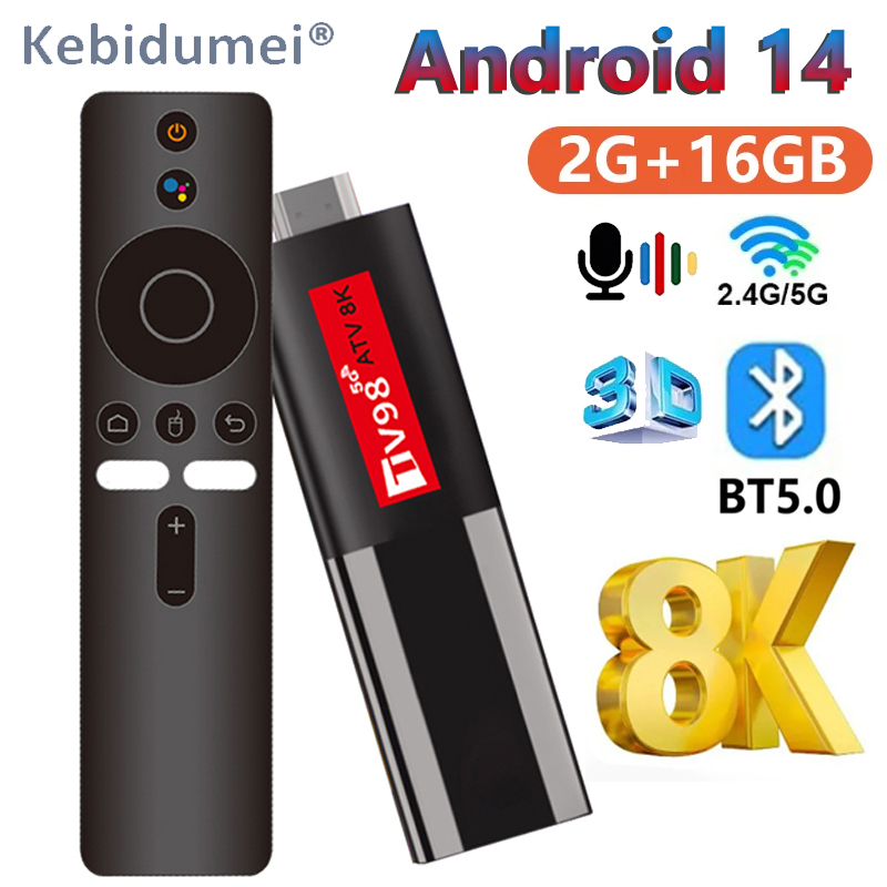 TV98 TV Stick Android 14 Smart ATV Поддержка 8K Видео 4K BT5.0 WiFi6 Allwinner H618 Четырехъядерный процессор Cortex A53 Голосовой пульт Smart TV Box