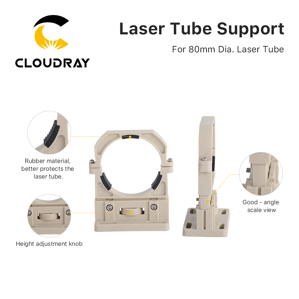 Держатель лазерной трубки Cloudray Co2, 2 шт./компл., гибкий пластик, 80 мм для станка для лазерной гравировки и резки 50-180 Вт