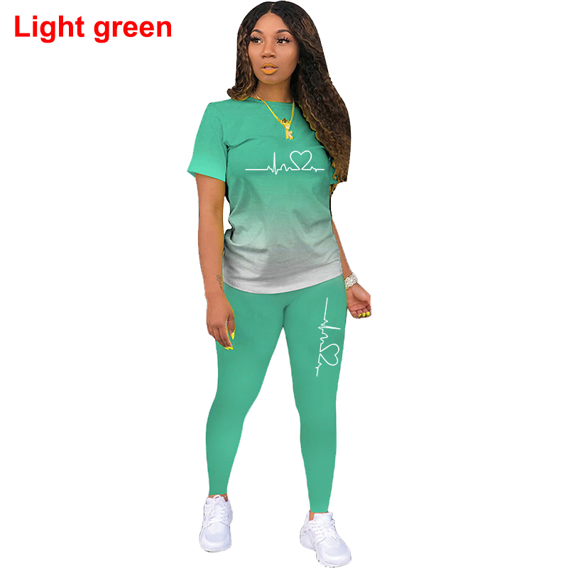 女性のトラックスーツ,Tシャツ,パンツ,夏服,ecgのツーピーススポーツセット