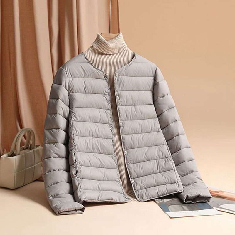 2024 ใหม่ฤดูใบไม้ร่วงฤดูหนาวผู้หญิงเสื้อแฟชั่นน้ําหนักเบาผ้าฝ้ายSlim Coat Solid Mattผ้าWindbreaker Parkas