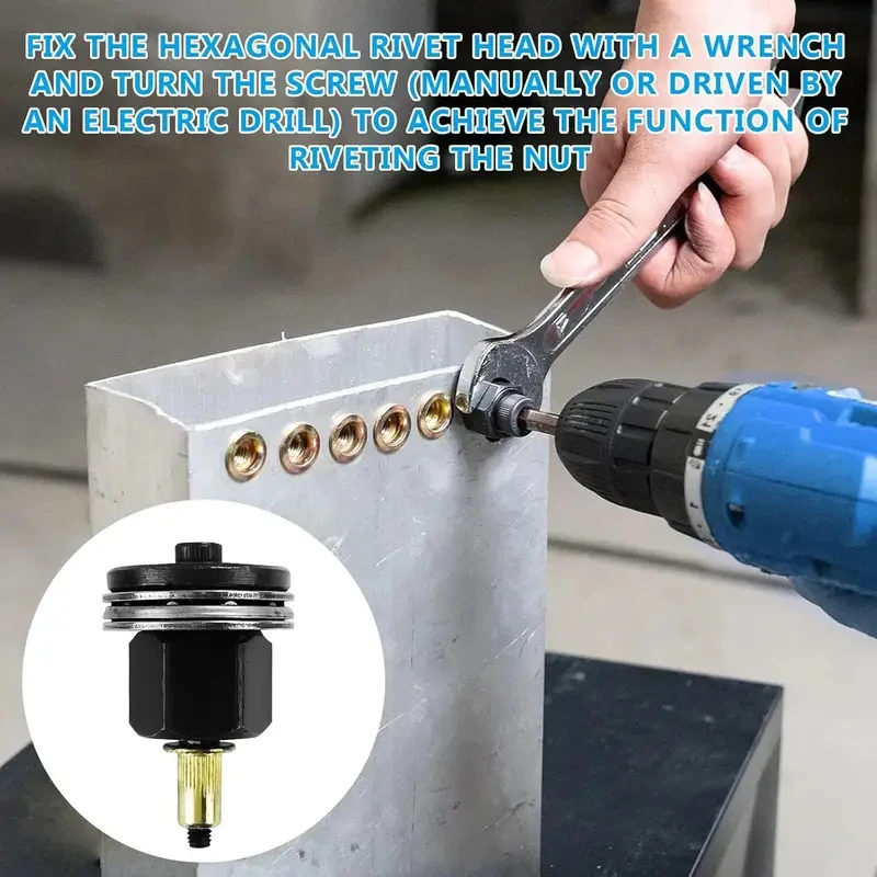 Conjunto de pistola de porca de rebite manual, 7 peças, com m3 m4 m5 m6 m8 m10 m12, kit de ferramentas de rebitador manual para fácil instalação e fixação segura