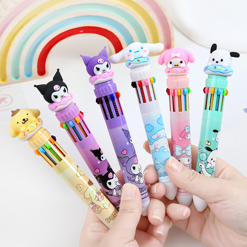 Sanrio długopis z kreskówek 18/36 sztuk Kuromi Hello Kitty Cinnamoroll 10 kolorów 0.7 uczeń artykuły papiernicze Draw Wrirte Mark Pen