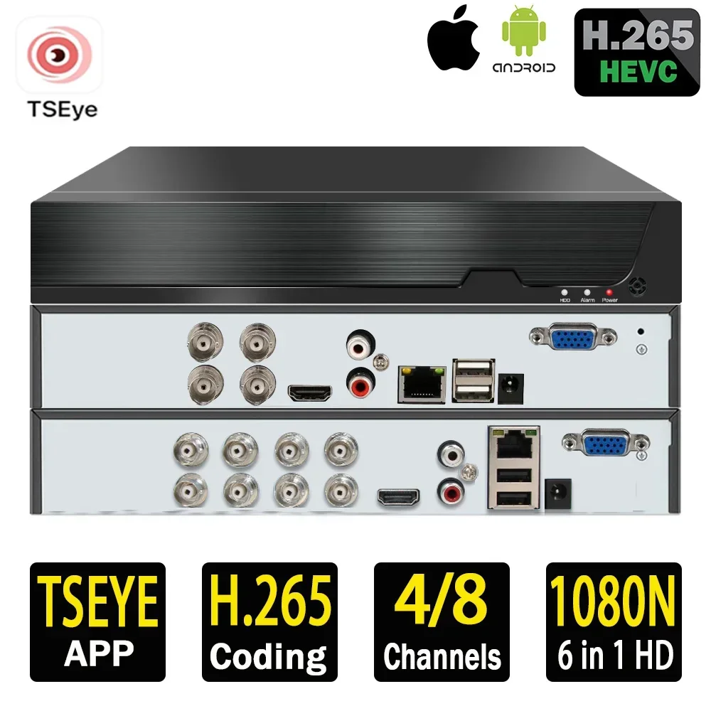 CCTV DVR 4 канала/8 каналов 1080N AHD DVR цифровой видеорегистратор 6 в 1 гибридный видеорегистратор 1080P NVR охранное наблюдение TSeye P2P