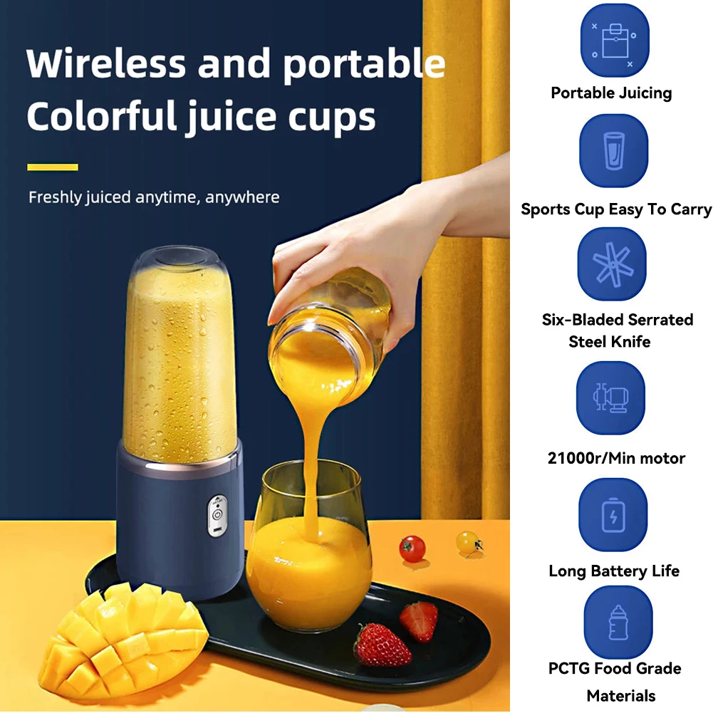 Tragbare elektrische Entsafter blau rosa ABS Tasse Multifunktions Obst Gemüse Lebensmittel Mixer Milchshake machen Mixer wiederaufladbar