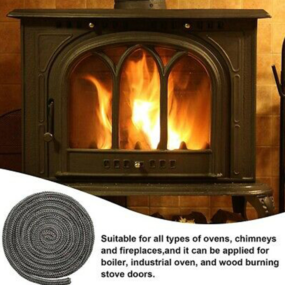 เตาไฟเชือกสีดําเตาเผาไม้ 6 มม.8mmm 2 M ความยาว LOG Burner ซีลประตูสูงอุณหภูมิเตาความร้อนเตาผิงอะไหล่