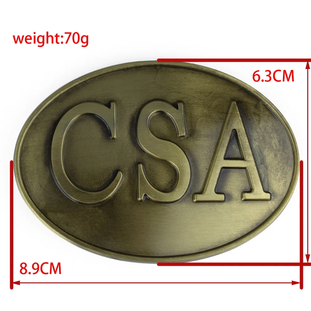 หัวเข็มขัด CSA ตัวอักษรสีบรอนซ์อุปกรณ์เสริมกางเกงยีนส์ลำลอง