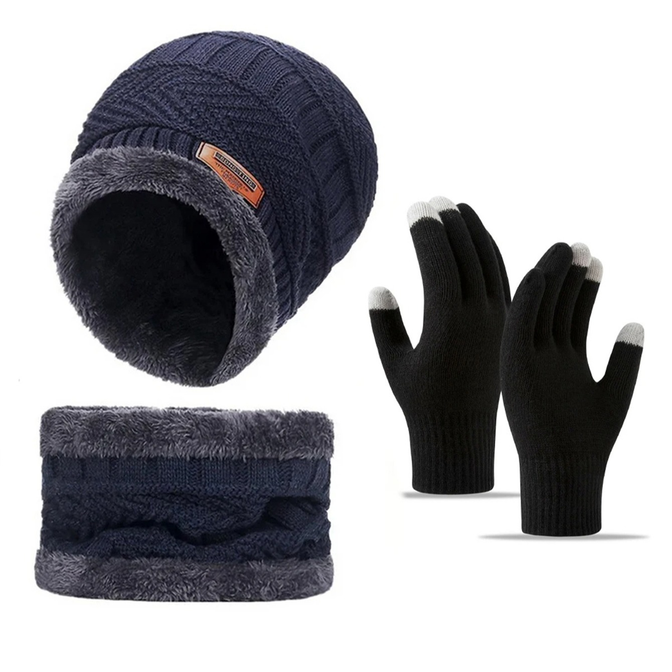 Men's windproof hat, outdoor winter scarf, gloves, three-piece neckline, one plus cashmere insulated knit hat Official Website