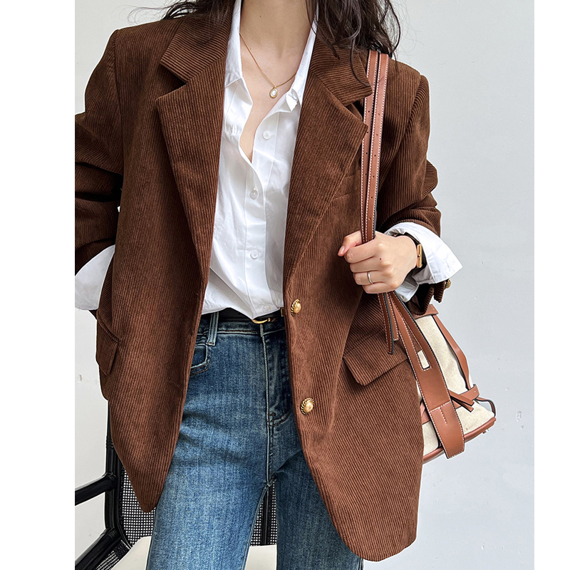 2023 Frauen Herbst Blazer Mantel drehen Kragen Mode Cord Blazer Feminino Mantel Casaco Feminino Chic Tops für Frauen kleider