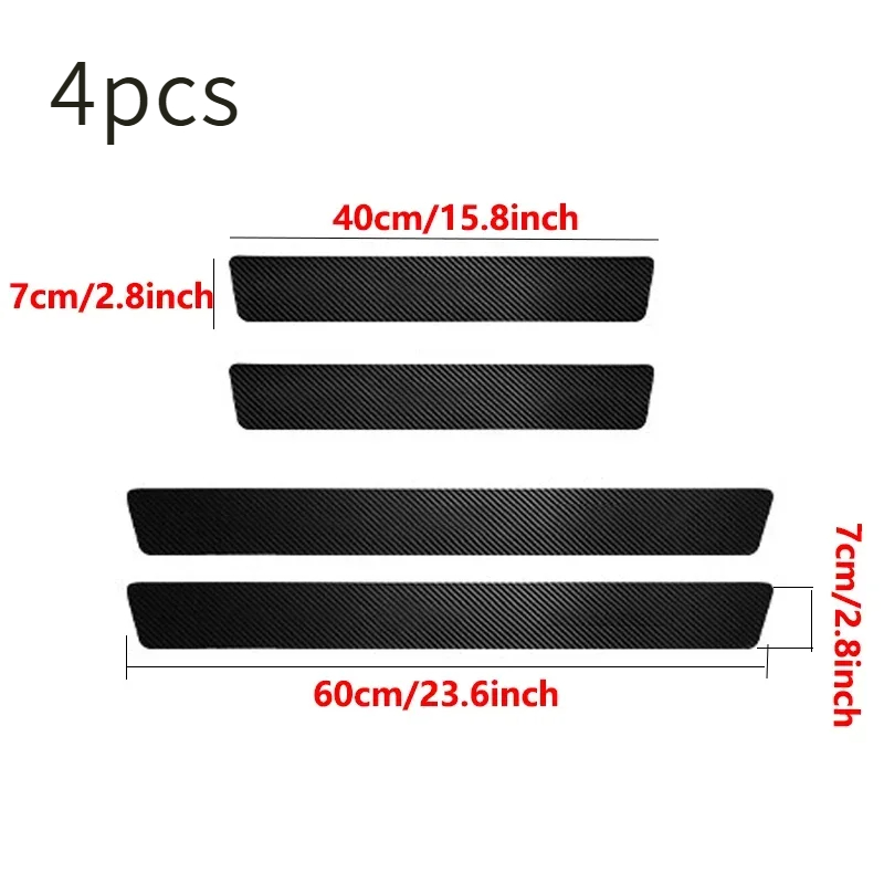 5 pces/4 pces conjunto tira de proteção de limiar de fibra de carbono universal anti-risco e anti-colisão porta tira decorativa adesivo