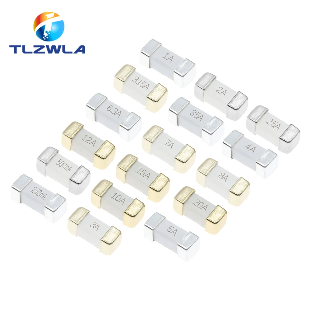 10 Chiếc 1808 125V 250V AC 0451 SMD Nhanh Thổi Cầu Chì 0.5A 0.75A 1A 2A 3A 4A 5A 6.3A 8A 10A 12A 15A 500MA 750MA 2410 Siêu Nhanh Chóng Cầu Chì