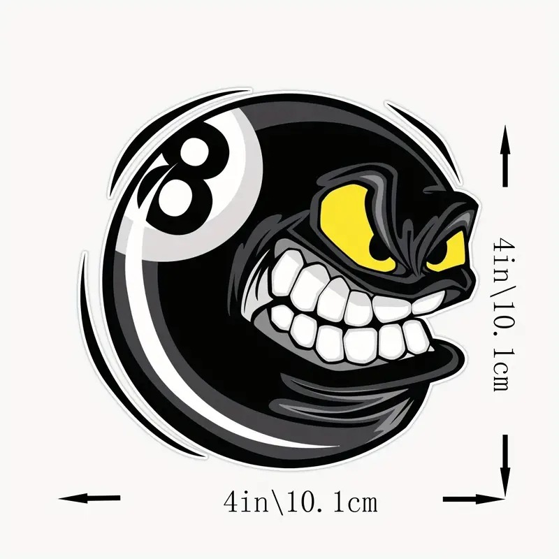 No. 8 pegatinas de vinilo impermeables de billar estilo bola para motocicleta, calcomanías decorativas para casco de motocicleta, pegatina para parachoques de ventana de coche