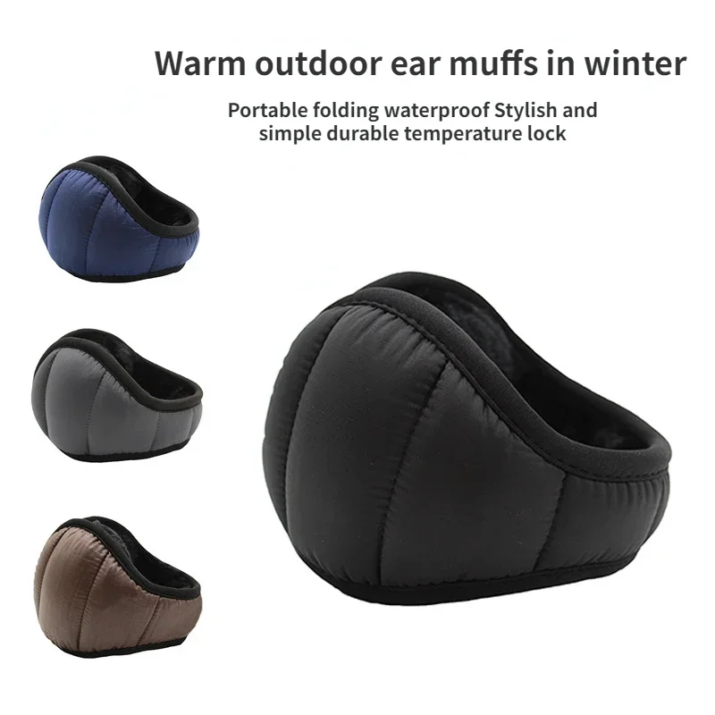 Orejeras de invierno para hombres, cálidas, de felpa tailandesa, a prueba de viento, impermeables, plegables, de felpa, cálidas y frías