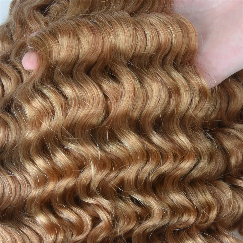 HairUGo 27 # Tóc Vàng Sâu Sóng Tóc Bó Peru 99J Remy Tóc Dệt 99J Màu 1/3/4 Sâu sóng Tóc Phần Mở Rộng
