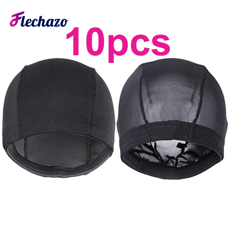 Thun Lưới Trùm Tóc Giả Viên Làm Tóc Giả Spandex Dome Tóc Giả Nắp Đen Nhỏ Lớn Đầu Tóc Giả Bộ Đội 21 23 25In phụ Nữ Dệt Mũ 10 Cái/lốc
