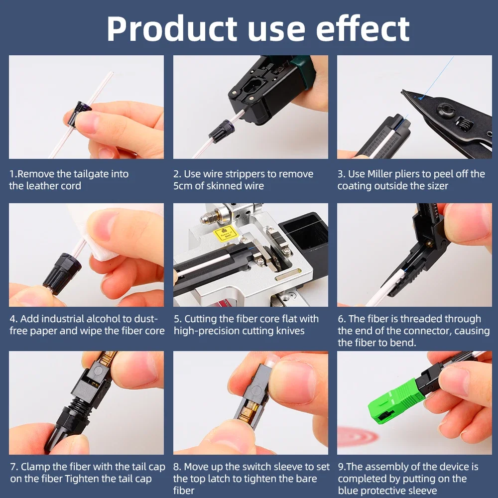 ZoeRax SC APC Embedded Optic Fiber Quick Connector for FTTH Reusable Fusion Fiber Optical Cold Coupler Adapter Connect Tools