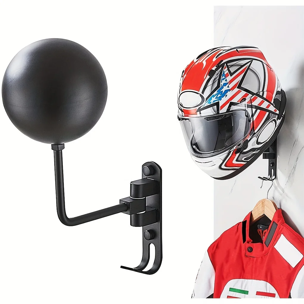 Supporto per casco da moto supporto per casco da parete supporto per casco con rotazione di 180 ° con ganci per cappotti Caps Bike Baseball Rugby Helme