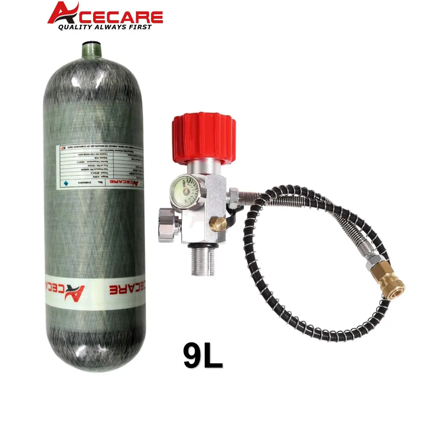 ACECARE 4500Psi 300Bar 30Mpa 9L Kohlefaser-Zylinder mit Zylinder-Regelventil für Feuerwehrtauchen M18*1,5