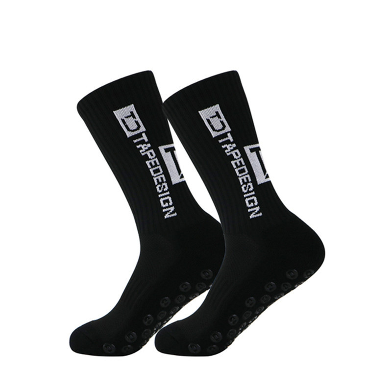 Football socks men's mid length striped anti slip and wear-resistant sports socks