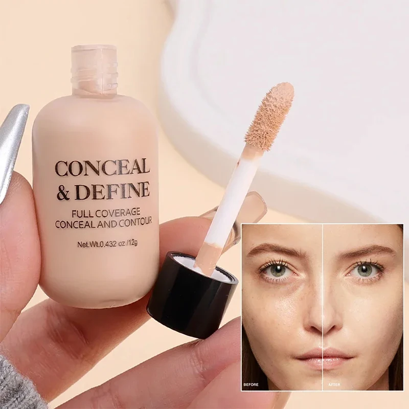 Crema correctora líquida de cobertura completa, maquillaje Invisible de 12ml, crema para ojeras, Base facial, Base de maquillaje resistente al agua, cosméticos