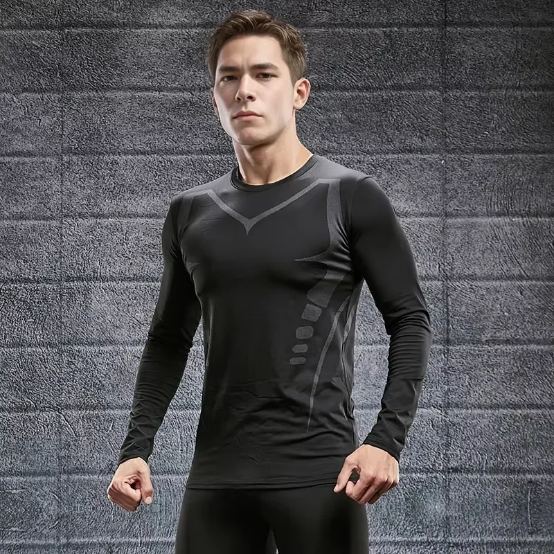เสื้อยืดผู้ชายผู้ชายวิ่งกีฬา T เสื้อผู้ชายฟิตเนส Tops TEE Quick DryTight การฝึกอบรม GYM กีฬาเสื้อวิ่ง JERSEY