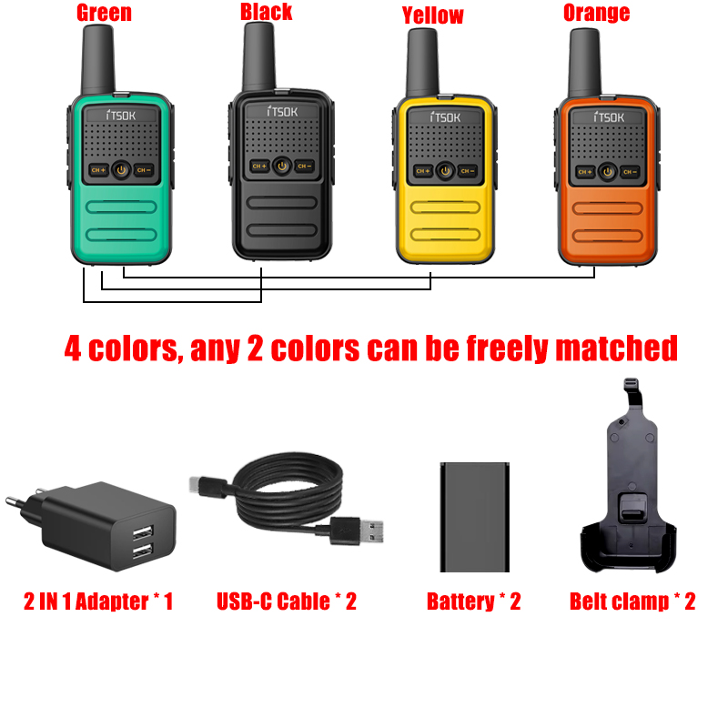 2 uds Mini juguete 1 ~ 5 Km UHF regalo transceptor bidireccional USB-C tableta fuselaje colorido nuevos niños Talki Walki Walkie Talkie Radio tipo c