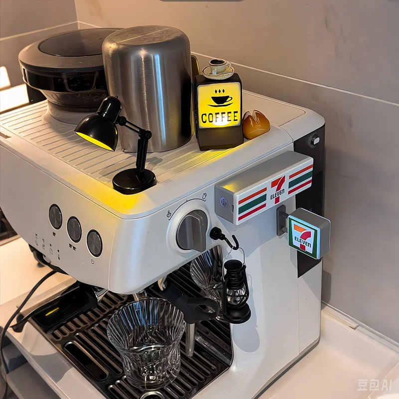ร้านกาแฟแม่เหล็กตู้เย็นสติกเกอร์ Creative Convenience Store Light ป้ายเครื่องประดับตกแต่งบ้าน 711 กล่องไฟส่องสว่าง