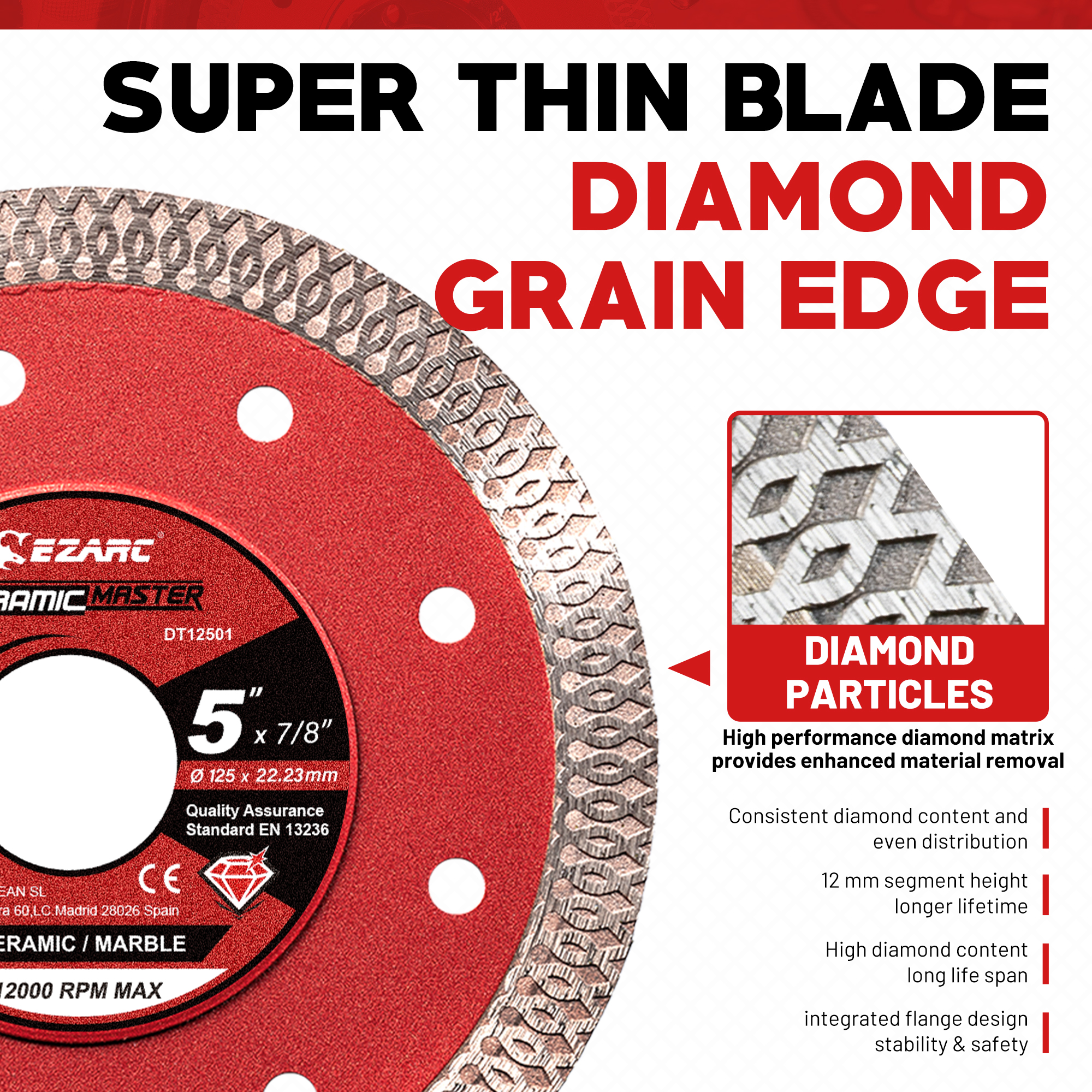 5 cali / 4,5 cala Super cienkie ostrze diamentowe 2 szt. do porcelany / ceramiki / granitu / marmuru, gładka tarcza tnąca do szlifierki kątowej