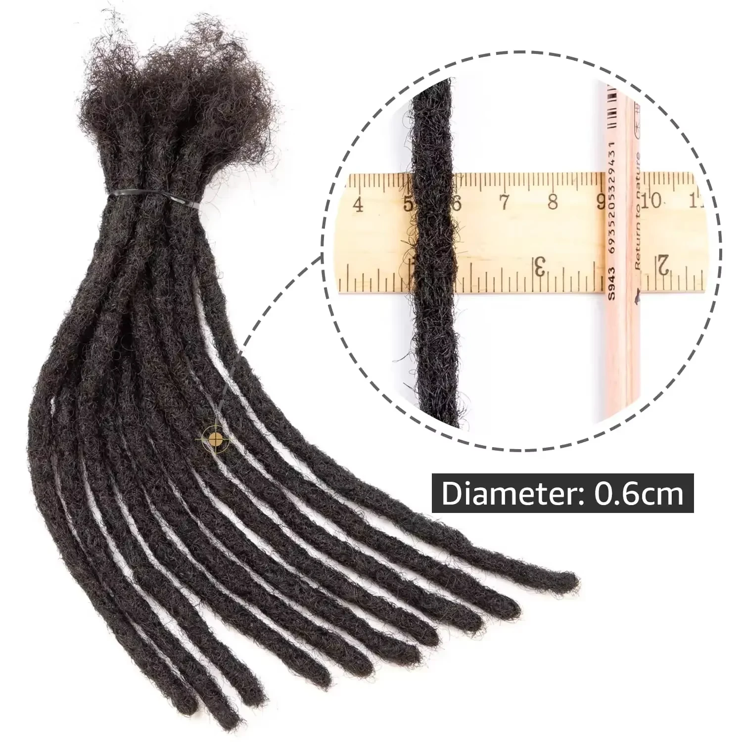 0.6 cm de largeur 4-8 pouces 10 brins Loc Extensions de cheveux humains 100% Extensions de Dreadlock permanentes entièrement faites à la main pour femmes hommes