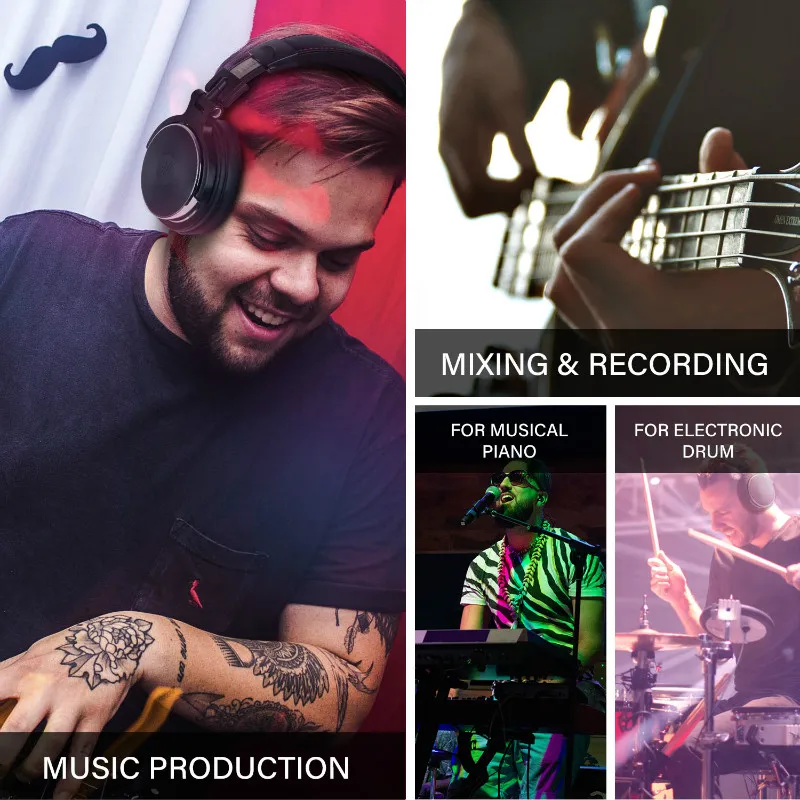 Oneodio-auriculares con cable para estudio profesional, audífonos de alta resolución con micrófono para DJ, control de música y teléfono