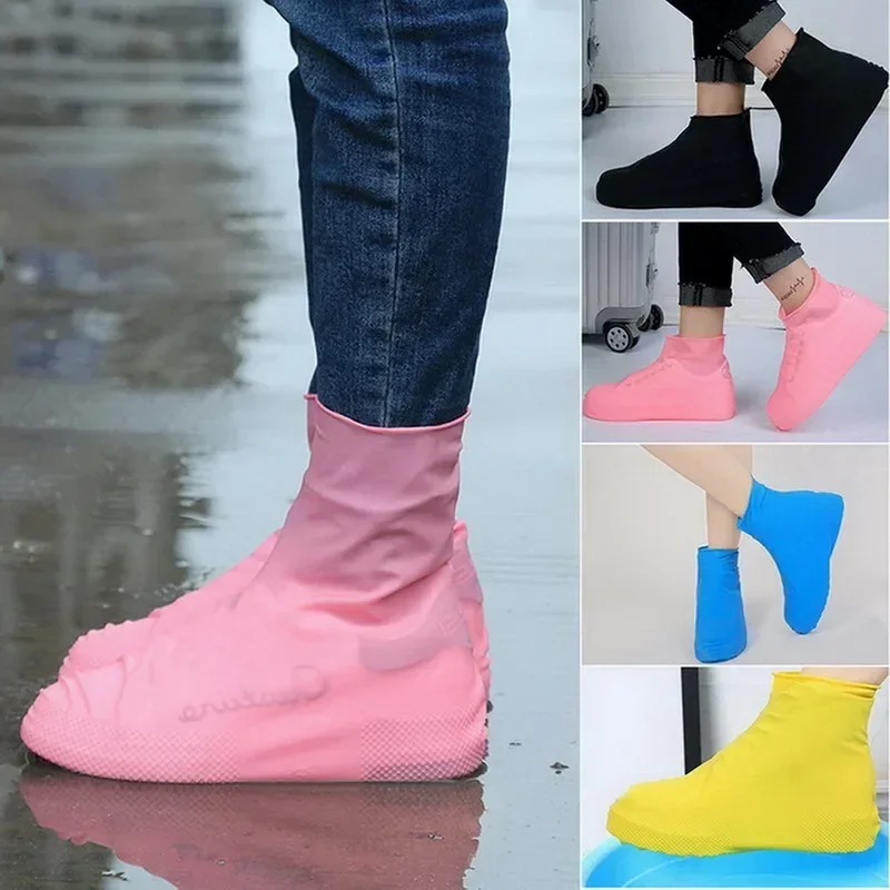 Cubiertas impermeables para zapatos, Botas de lluvia antideslizantes de silicona, Protector de zapatillas Unisex para exteriores, día lluvioso, cubierta reutilizable para zapatos contra la lluvia