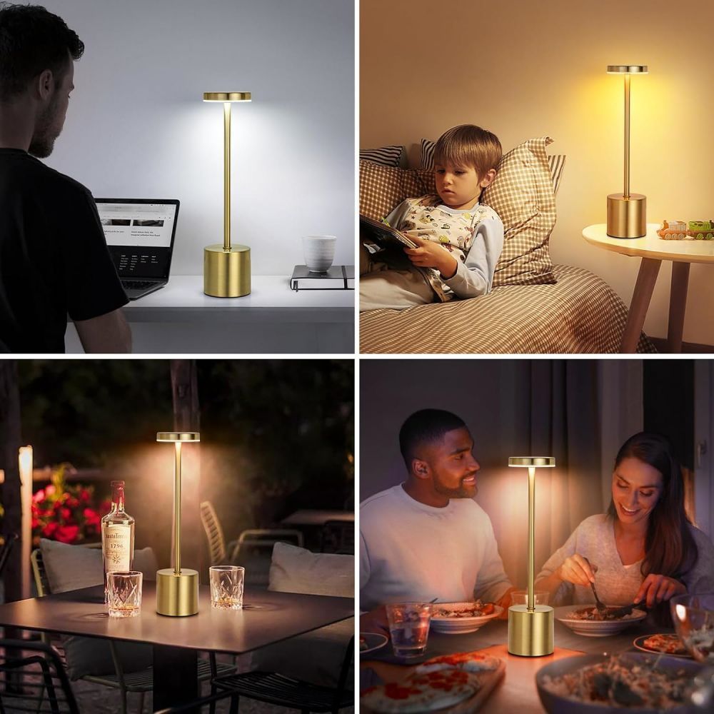 LED Classic Table Lamp USB Rechargeable Night Light Stepless Dimming Touch Desk Lamp 3 Colors Bedside Lamp Bar Hotel Decoration