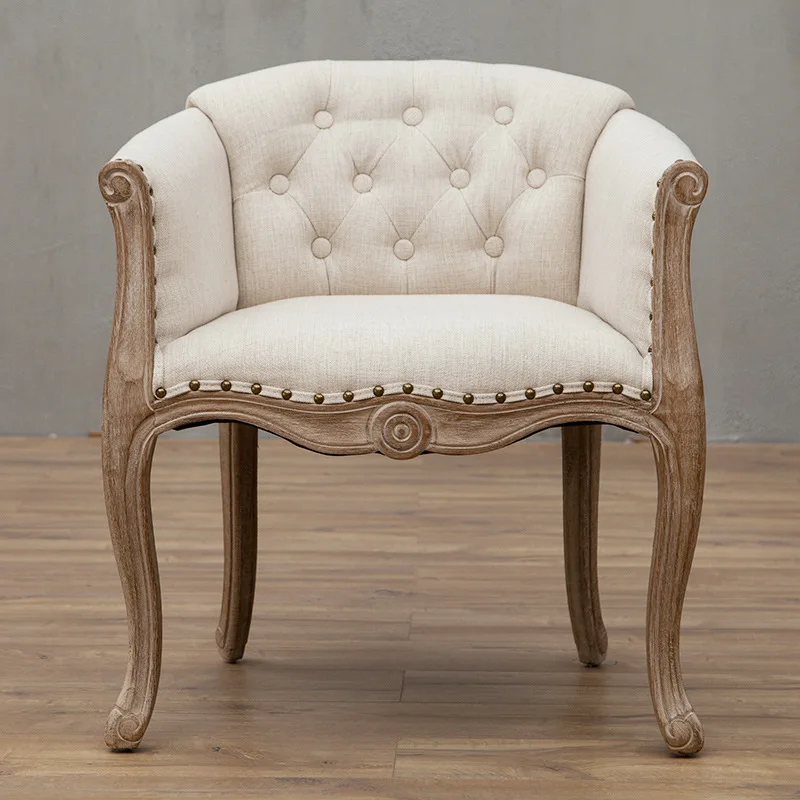 Leisure Sofa Chair, Solid Wood Antique Dining Chair, European Hotel Dining Chair, Living Room Leisure Sofa,Support Customization