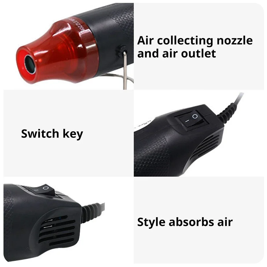 Pistola de aire caliente de 220/110V, herramienta de bricolaje, herramienta de calefacción eléctrica, mini soplador de proceso de temperatura de soldadura, con contracción de base de soporte