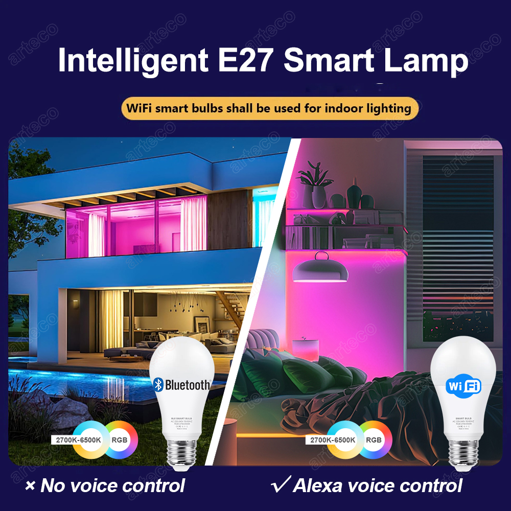 Tuya Bluetooth Smart LED Birne WiFi Glühbirnen Dimmbare Scheinwerfer Birne 15W E27 RGB + CW + WW LED Farbwechsel Lampe Für Wohnkultur