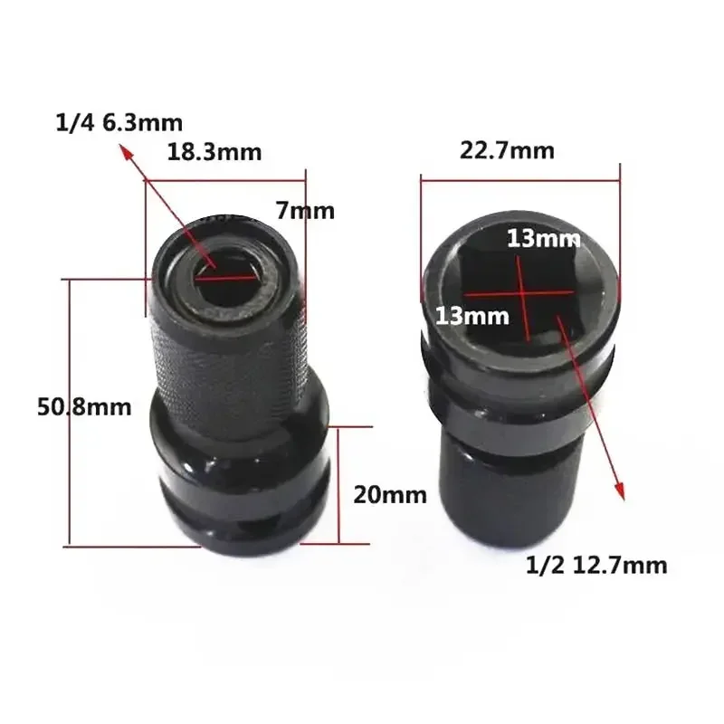 Telescopic Hex Shank Socket Converter 1/2 Inch Square To 1/4 Inch Hex Ratchet Socket Impact Wrench Sleeve Socket  Adapter