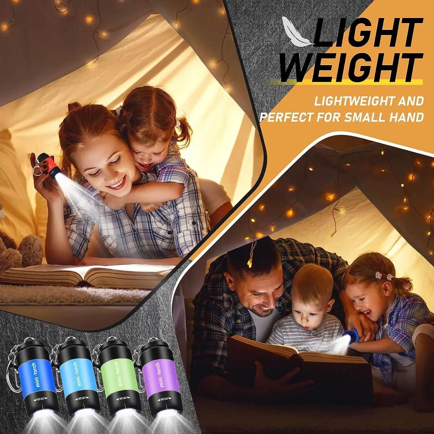 Mini LED Keychain Flashlight USB Torch Pocket-sized Keychain Lights Keyring Lamp USB Flashlights