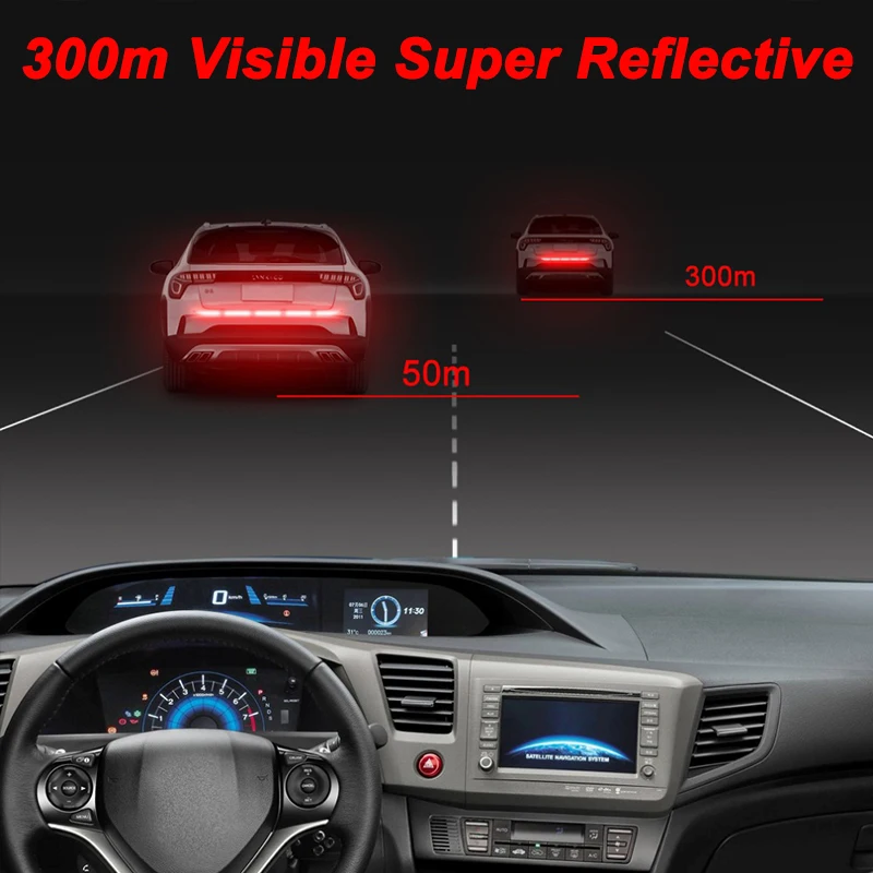 90 ซม.รถสะท้อนแสง Decal คําเตือนความปลอดภัยเทปสะท้อนแสงสติ๊กเกอร์รถ Anti Collision Warning Reflector สติกเกอร์อุปกรณ์เสริมอัตโนมัติ