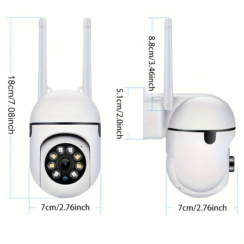 Ease Life APP Telecamera di sicurezza WiFi wireless 1080P HD per interni/esterni, visione notturna a colori, audio bidirezionale, 360 °   Nero Y108