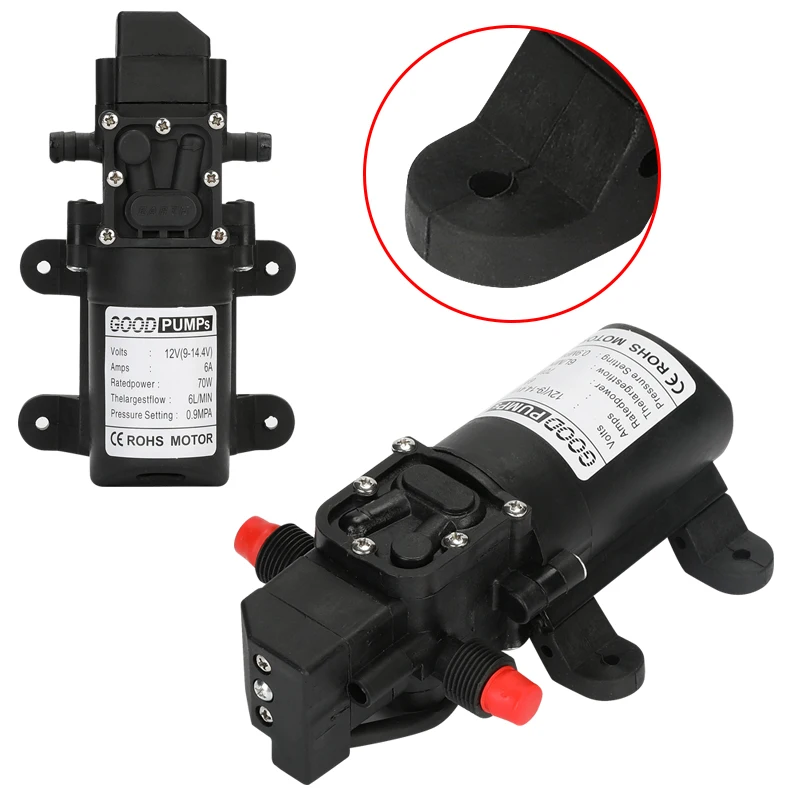 1pcs อัตโนมัติ Flow SWITCH 6L/Min DC12V 70W 130PSI อัตโนมัติปั๊มน้ําไดอะแฟรมขนาดเล็กปลอดภัยแรงดันสูง Self Priming ปั๊ม