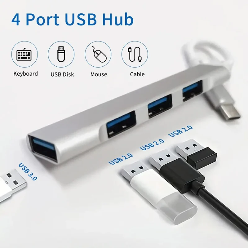 HUB USB tipo C MINI USB3.1 Multi 4 porte 4 in 1 adattatore Splitter in lega di alluminio OTG per Notebook Samsung Macbook Pro Air PC
