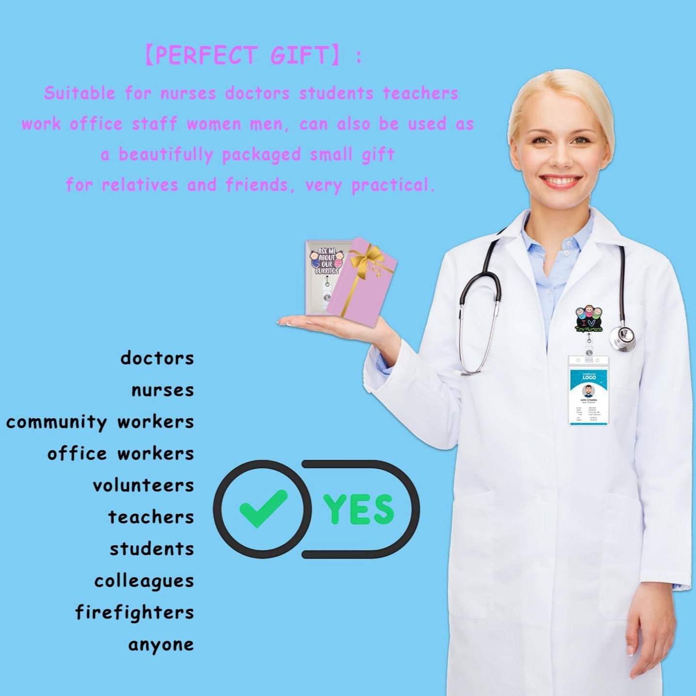 光沢のあるアクリル格納式ナースバッジリール,医師,病院,ID名バッジ,カードホルダー,ブローチ,キーホルダー