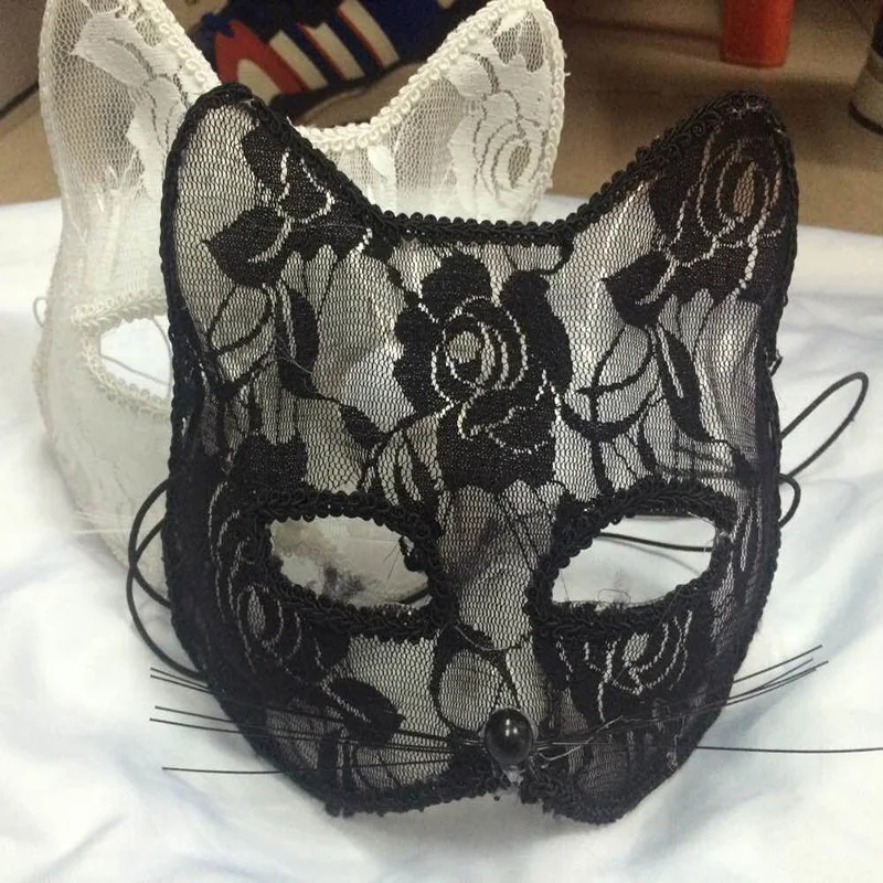 Máscara de encaje Sexy para mujer, suministros de Cosplay de gato, fiesta de baile, actuación, mascarada, máscara de zorro, pareja, Cara de Animal, decoración de ojos, accesorios