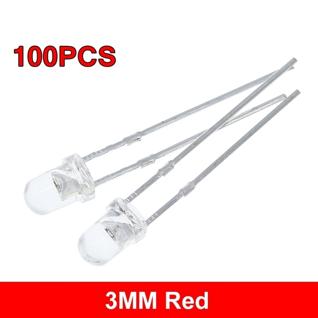 5สี X20pcs = 100Pcs F3 Ultra Bright 3มม.รอบน้ำใสสีเขียว/สีเหลือง/สีฟ้า/ไฟ LED สีขาว/แดง LED Light Emitting ไดโอด Dides ชุด