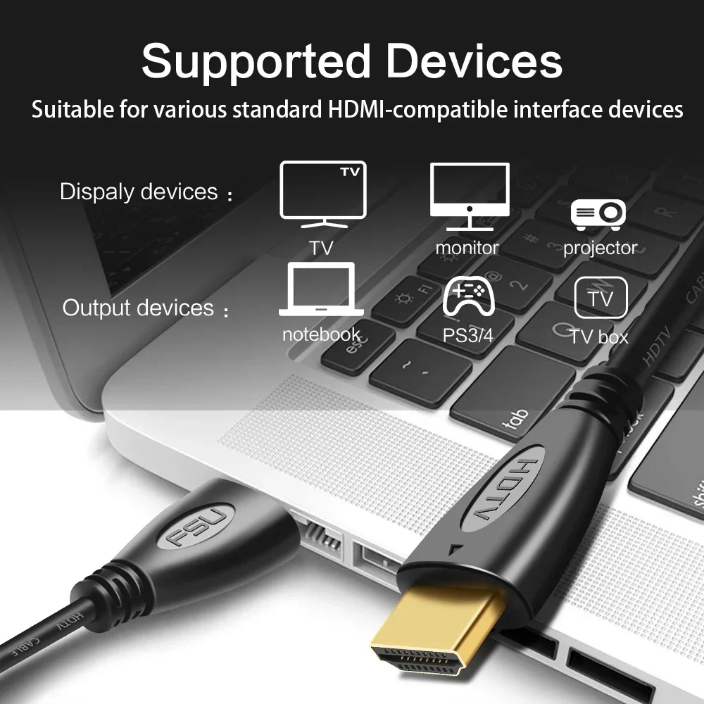FSU HDMI-kompatibel Kabel Video Kabel Vergoldet 1,4 4K 1080P 3D Kabel für HDTV Splitter Switcher 0,5 m 1 m 1,5 m 2 m 3 m 5 m 10 m