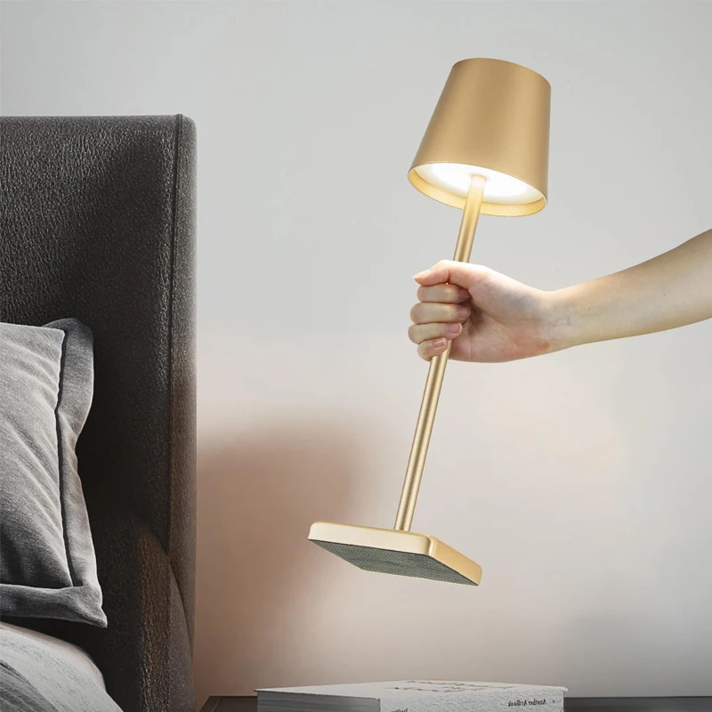 LED-Tischlampe, Touch-Sensor, wiederaufladbar, Desktop-Nachtlicht, 3-Farben-Dimmung, kabellose Leselampe für Hotel, Bar, Schlafzimmer, Dekoration
