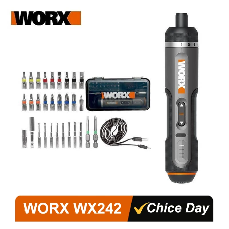 Worx 4v mini elektrischer schrauben dreher set wx242 wx241 wx240 smart schnur lose elektrische schrauben dreher usb wiederauf ladbare hand bohr werkzeuge