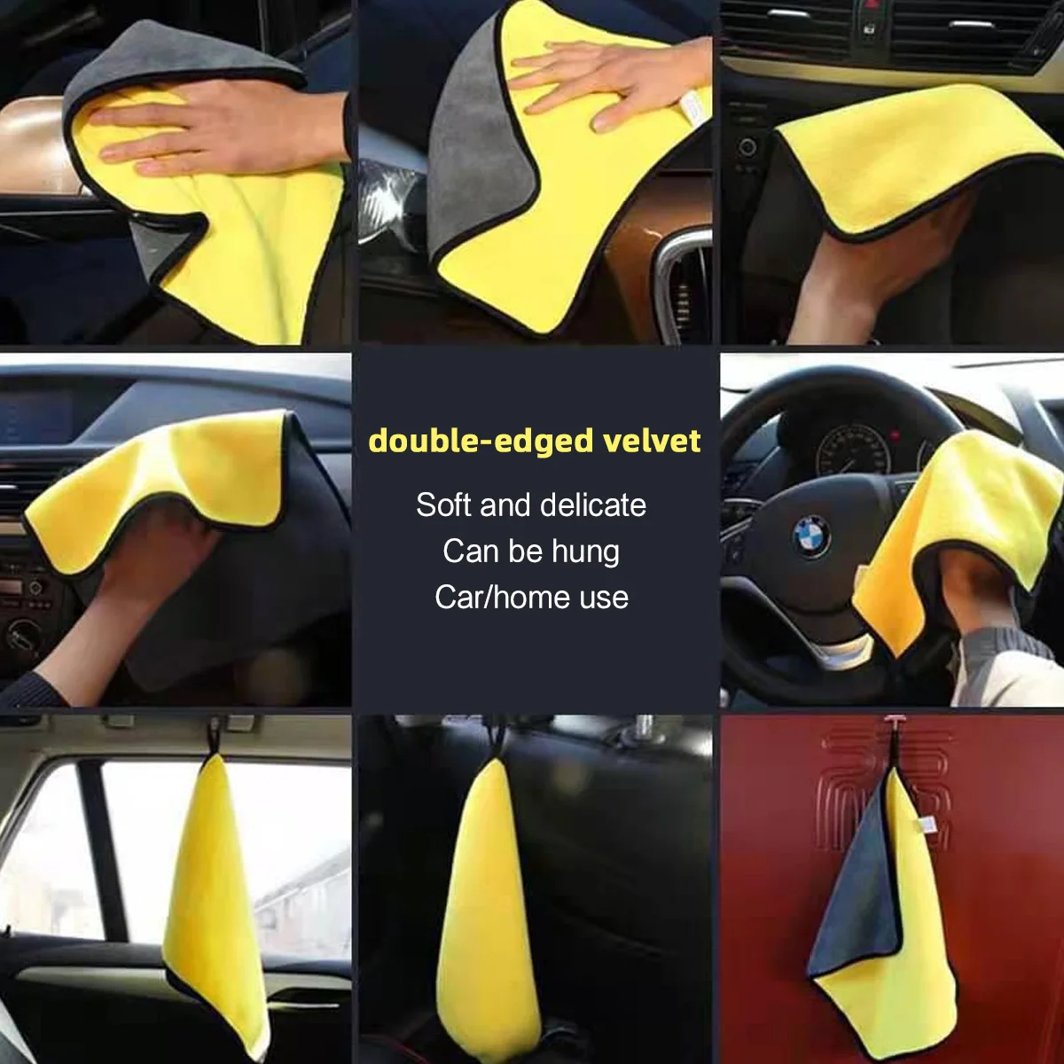 Coral Fleece Double Sided Car Cleaning Towel Quick Drying Waterproof and Oil Resistant Super Absorbent Without Leaving Traces